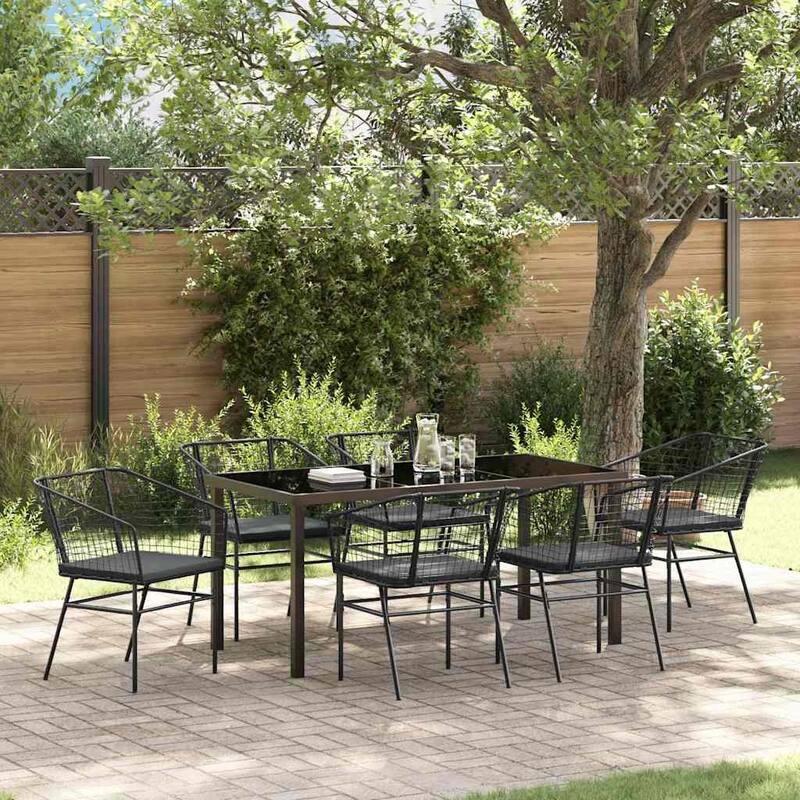 vidaXL Garden Dining Set Poly Rattan - Black and dark grey-21.65x19.29x32.68 inch