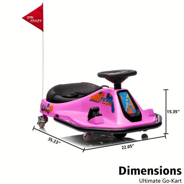 4V Ride On Drift Kart, 360 Degree Rotation, USB, Music, High/Low Speed, Racing, Pink