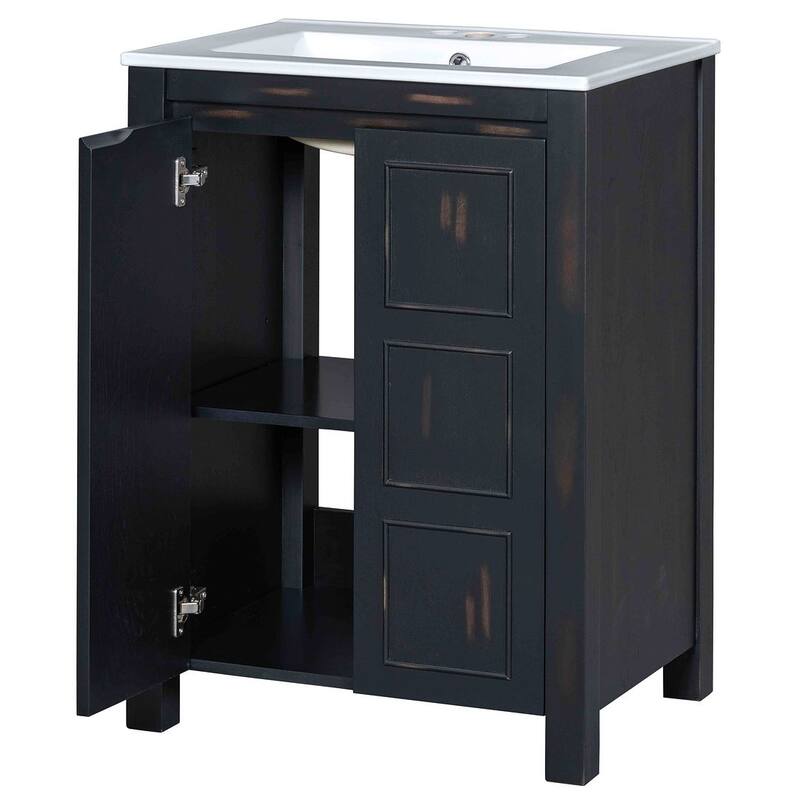24"/36" Antique Finish Bathroom Vanity Cabinet with Ceramic Sink