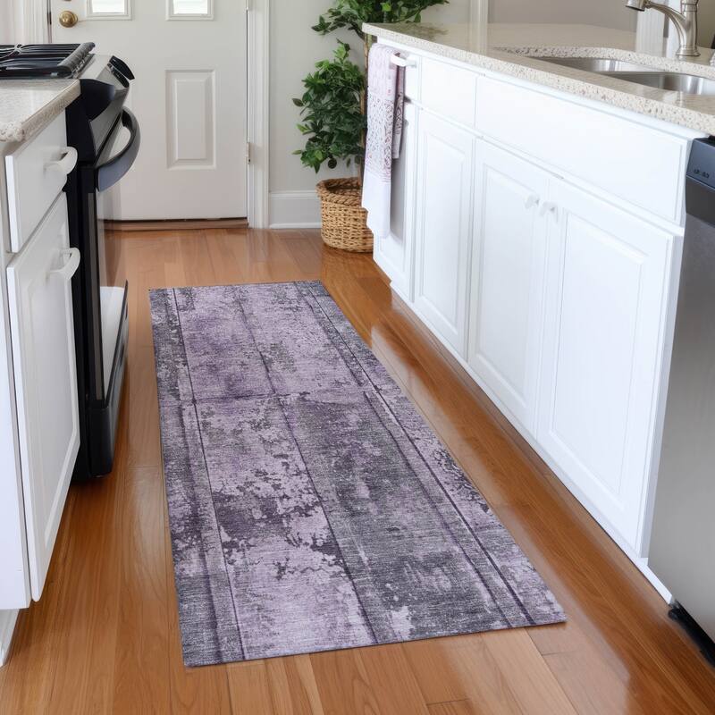 Premium Washable Super Soft Modern Panel Mayfield Rug - Purple - 2'3" x 7'6"