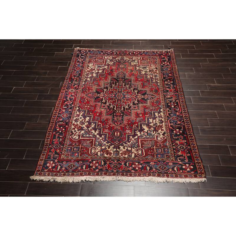 Hand Knotted Rust,Red Persian Wool Traditional Oriental Area Rug (6x9) - 6' 4'' x 8' 8''