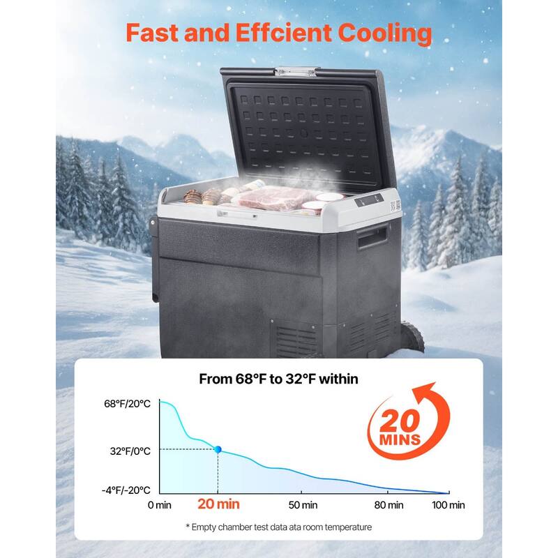 Portable 42.3QT Car Refrigerator Freezer for Camping Travel Boating - 25.9 x 16.3 x 20.7 in