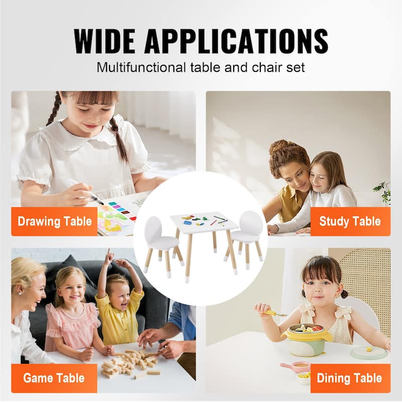 White Wooden Kids Toddler Multi-Activity Table and Chair Set Perfect for Child Room or Playroom or Daycare