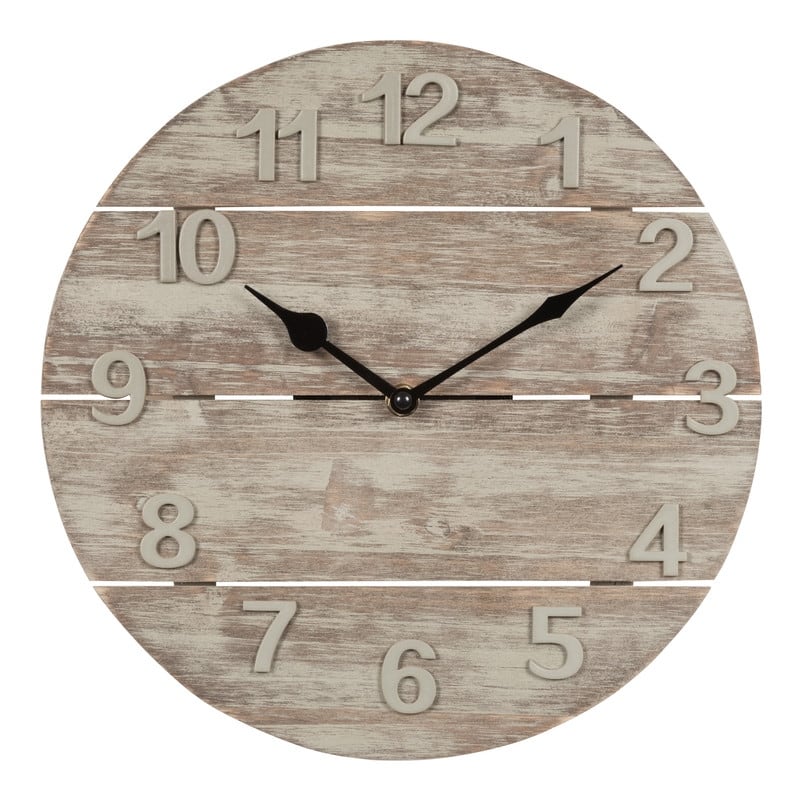 La Crosse Clock 404-3430W 12-in. Sunwashed Rustic Wood Quartz Clock