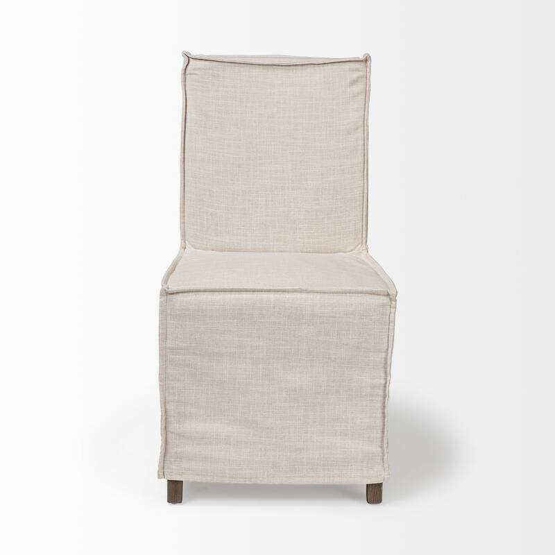 Set of 2 Modern Slipcovered Dining Chairs with Solid Wood Legs and Solid Back for Dining Room Seating