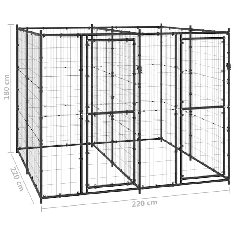 vidaXL Outdoor Dog Pen Pet Crate Kennel Cage Playpen House for Yard Steel