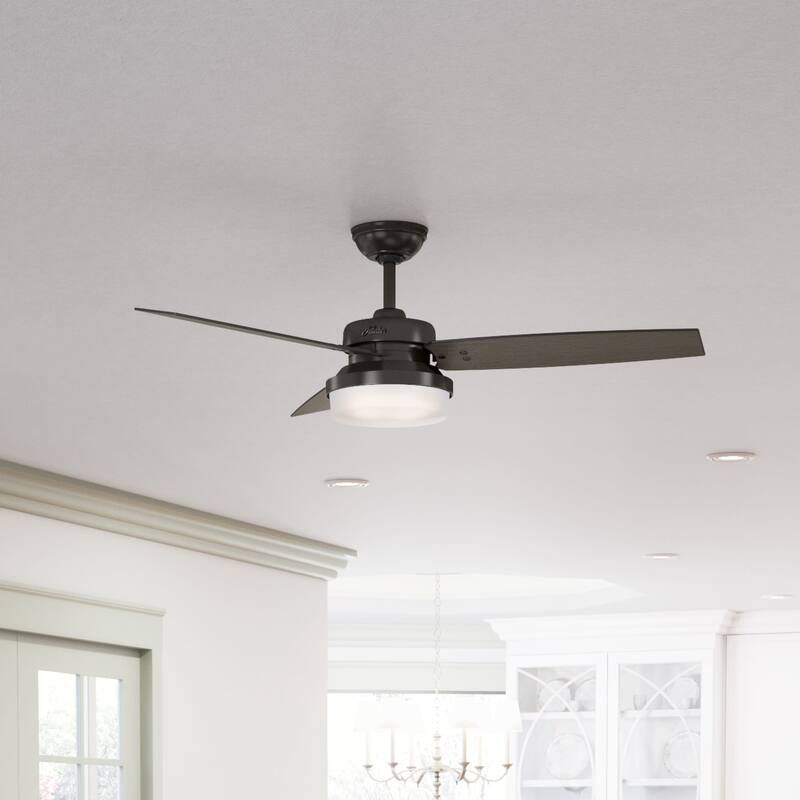 Hunter Fan Sentinel Brushed Nickel 52-inch Ceiling Fan with 3 Reversible Blades - Silver - Premier Bronze