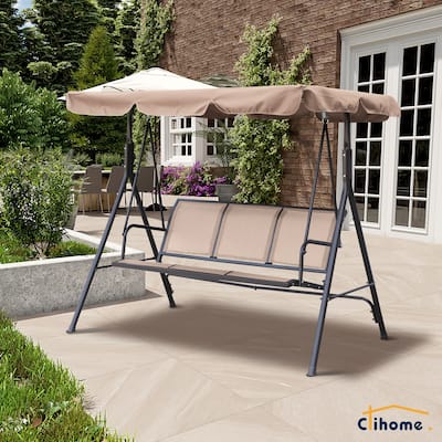 Clihome 3 Person Outdoor Textilene Porch Swing