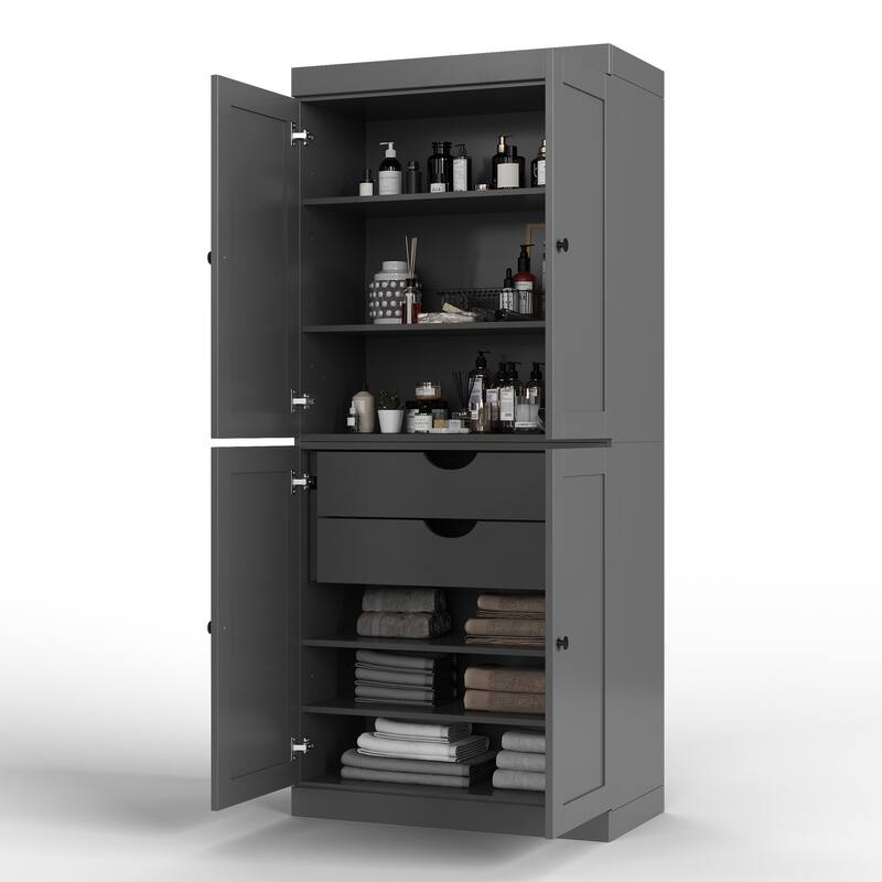 Palace Imports 100% Solid Wood 32" Bathroom Storage Cabinet with Shaker Doors, 2-Drawers and Adjustable Shelves