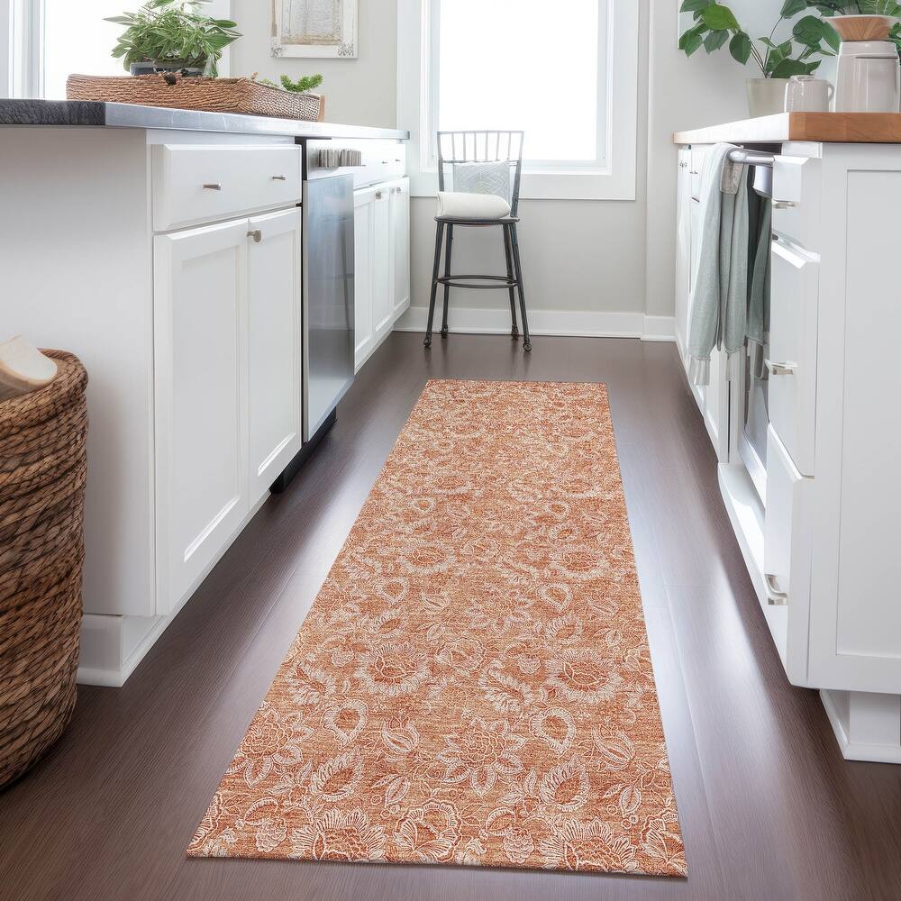 Machine Washable Indoor/ Outdoor Chantille Floral Rug