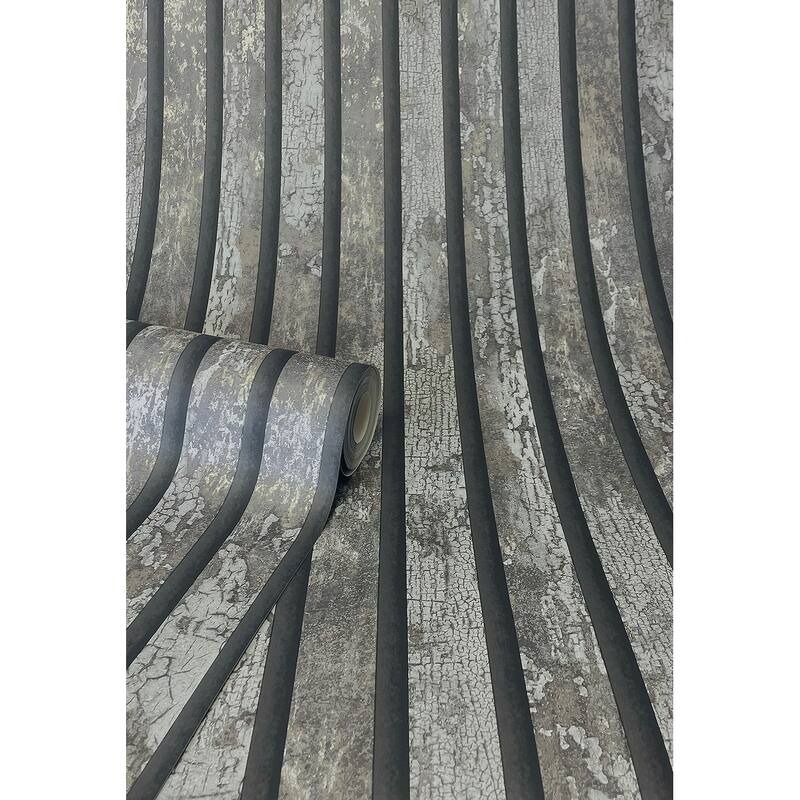 Fine Decor Oxidize Grey Vertical Slats Wallpaper