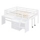 preview thumbnail 3 of 7, White Wooden Loft Bed with Movable Desk and Small desk, 2 Drawers, Full-Length Guardrail