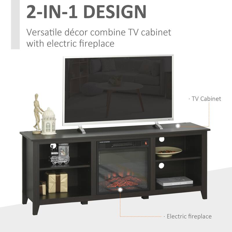 HOMCOM 2-IN-1 Design TV Stand and Electric Fireplace with 4 Cable Management, LED Flame, Fits for 65'' TV