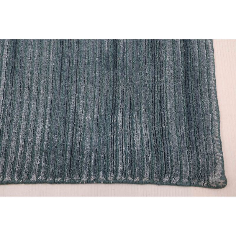 ECARPETGALLERY Hand Loomed Loreto Teal Viscose, Wool Rug - 8'0 x 9'7