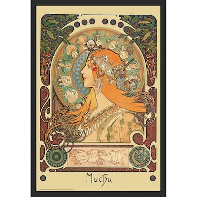Mucha Zodiac Framed Poster - 24 x 36 Inch