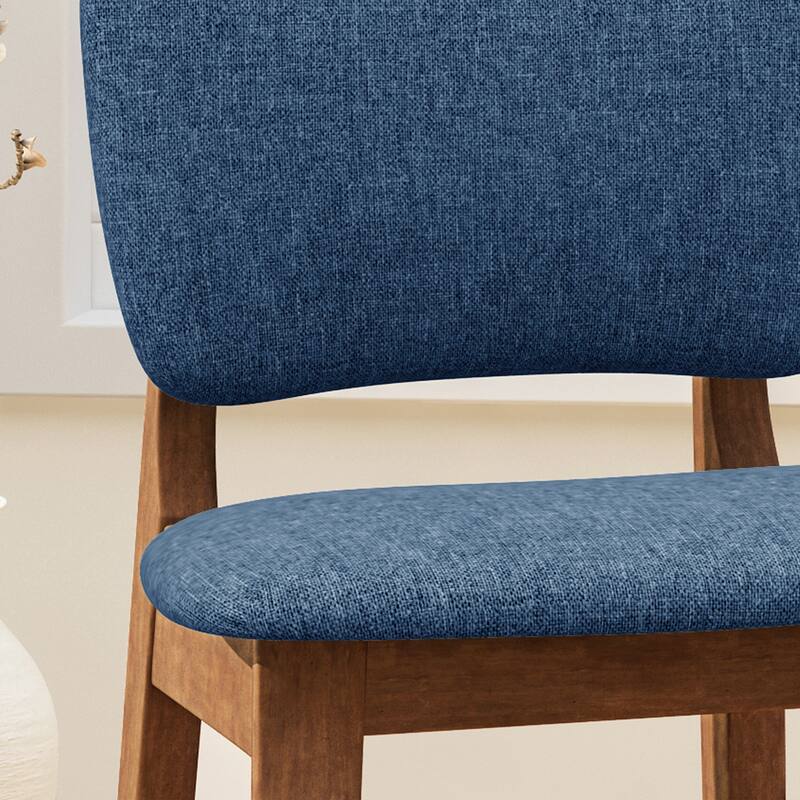 Modern Set of 2 Bar Stools with Padded Backrest, Upholstered Seat, Wooden Frame, Footrest, for Bar Dining Room Living Room
