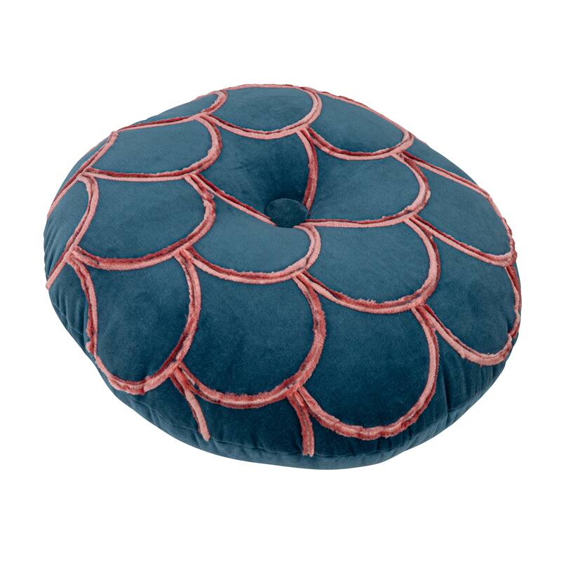 Cotton Pillow with Tufted Scallop Pattern
