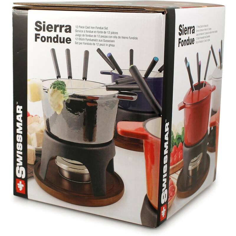 Swissmar Sierra 11-Piece Cast Iron Fondue Set, Cherry Red