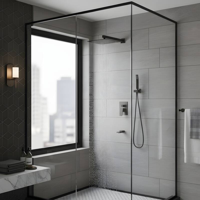 Minimalist Wall Mounted Dual Shower Head Shower Set