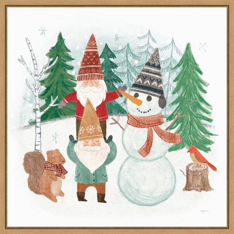 Woodland Gnomes IV by Mary Urban Canvas Art Framed - 16 x 16 in