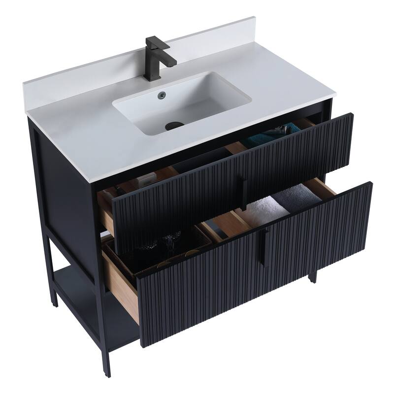 Fine Fixtures Serenity Modern Bathroom Vanity with White Stone Top