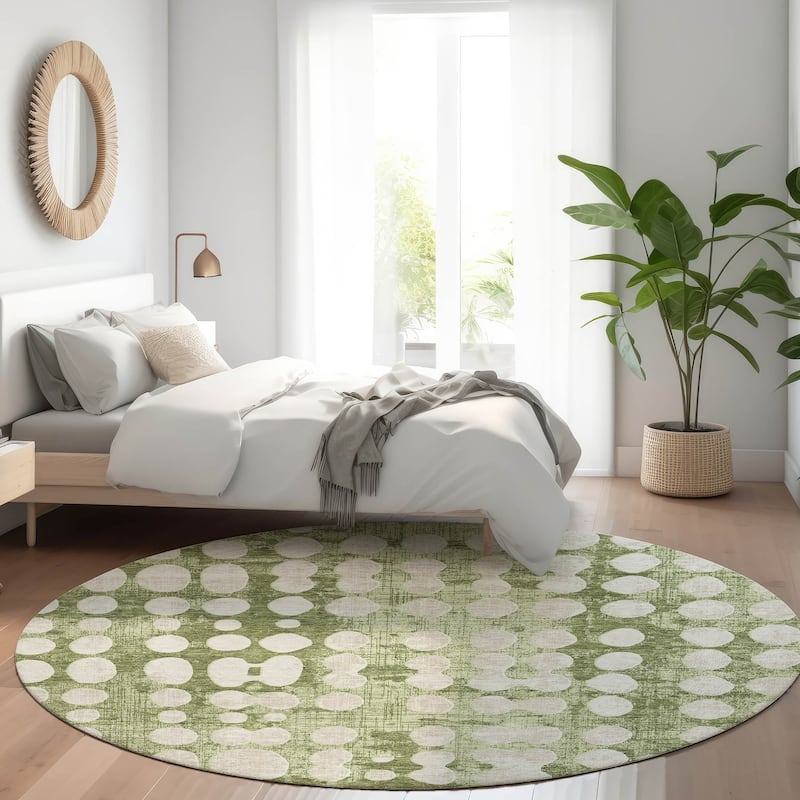 Machine Washable Indoor/ Outdoor Chantille Abstract Dots Rug