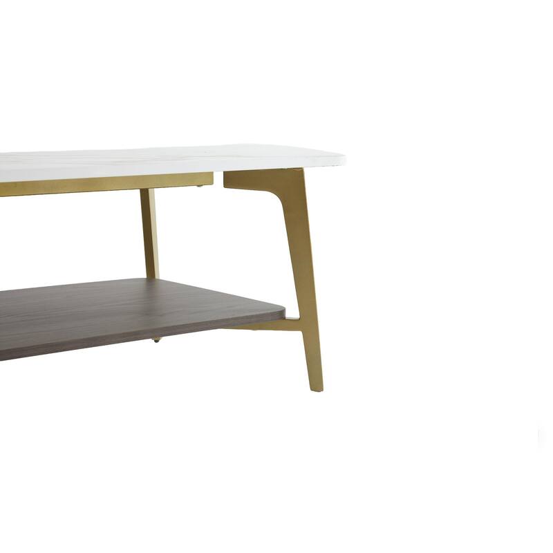 Coffee Table Rectangular Center Table, Side Table with Metal Frame and Shelf
