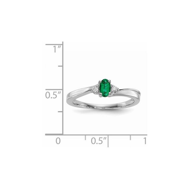 Curata 925 Sterling Silver Rhodium Plated Created Emerald Ring