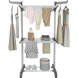 Folding Drying Rack 3 Tier Stainless Steel Laundry Drying Rack with Two ...