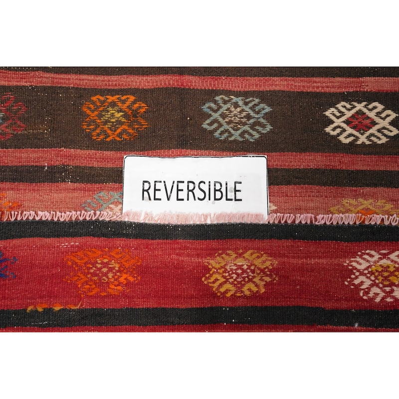 Hand Woven Oriental 100% Wool Carpet Southwestern Tribal Multi-Colored Kilim Area Rug - 9' 10'' X 6' 4''