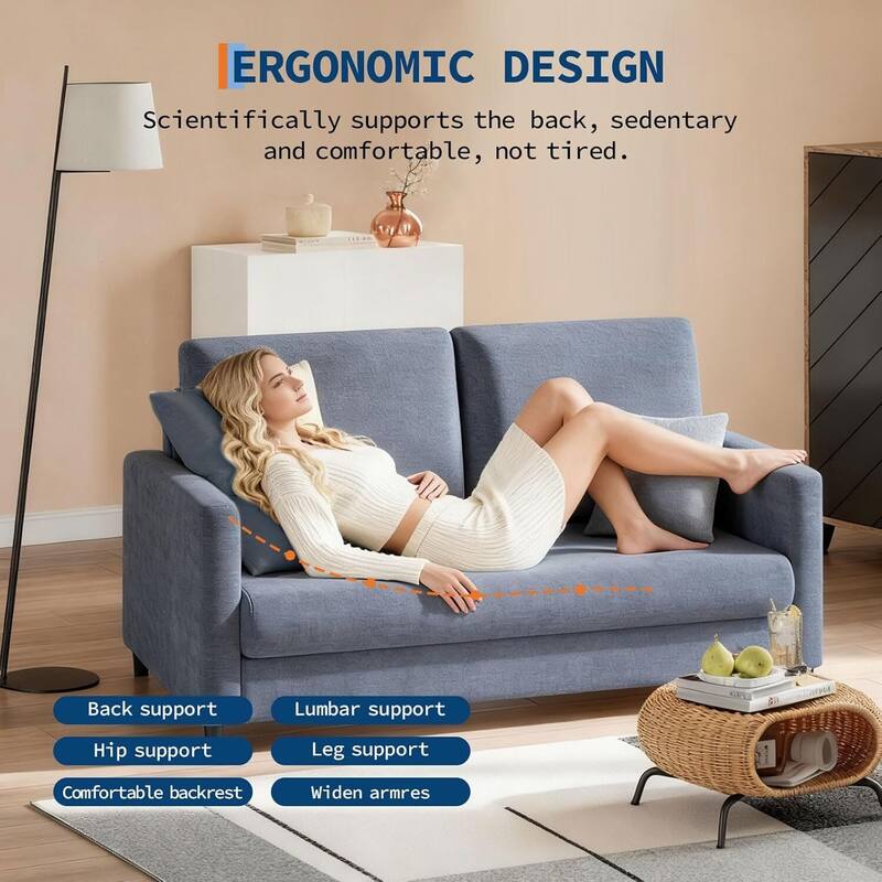 51" Sofa Accent Chair, Chenille Loveseat Reading Couch