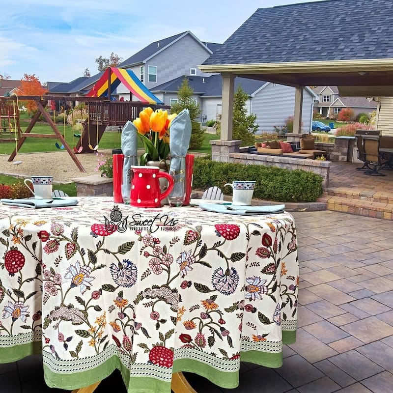 Cotton Floral Berry Print Tablecloth Collection
