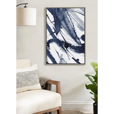 Kate and Laurel Sylvie Indigo Framed Canvas by Amy Peterson Art Studio