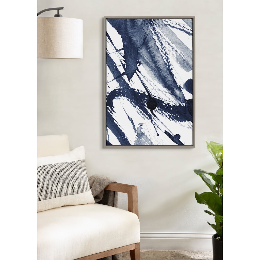 Kate and Laurel Sylvie Indigo Framed Canvas by Amy Peterson Art Studio