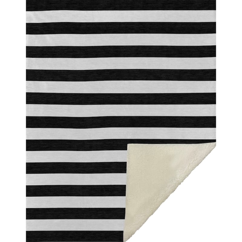 Premium Machine Washable Modern Stripes Sherpa Throw Blanket