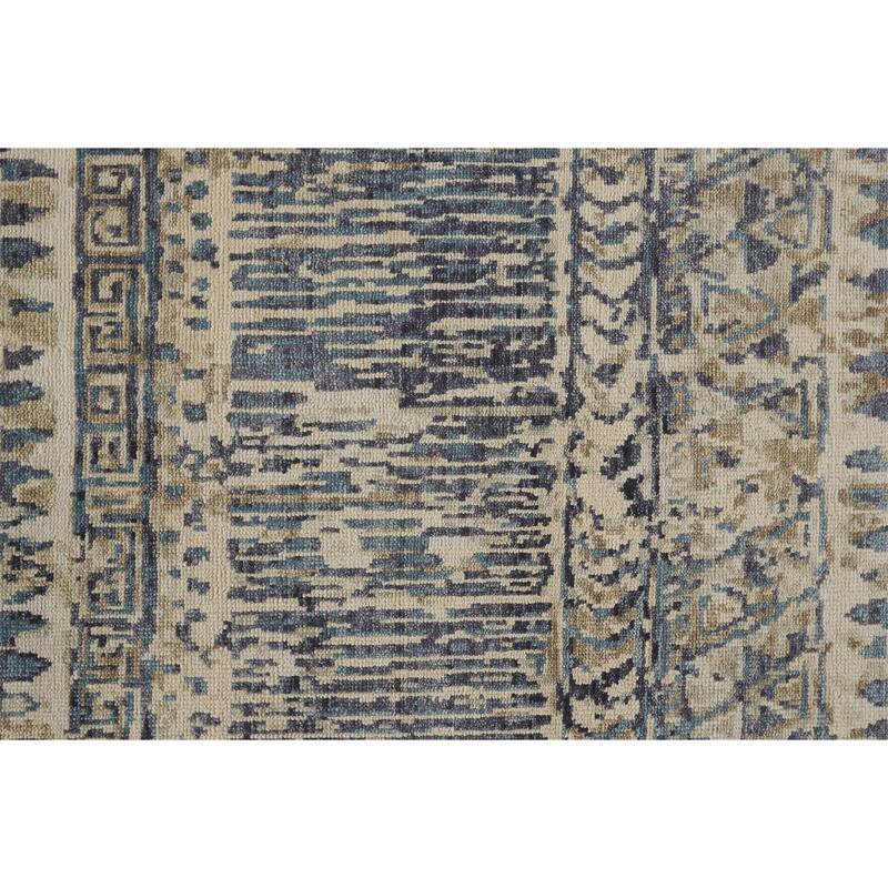 Scottsdale Luxe Hand Knot Abstract Area Rug, Denim Blue/Beige