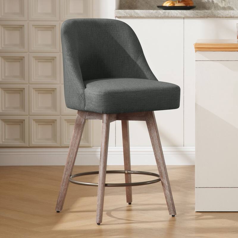 26" Counter Height Swivel Bar Stool, Upholstered Counter Stools - 39.37" (H) x 22.44" (D) x 21.65" (W)