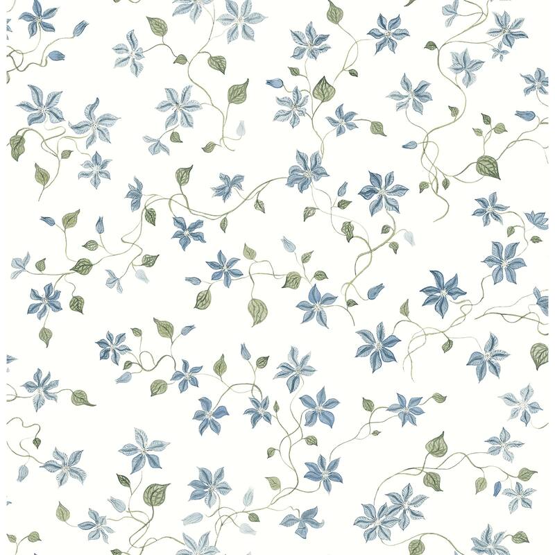 Erin Gates Betsy Blue Heather Floral Trail Wallpaper