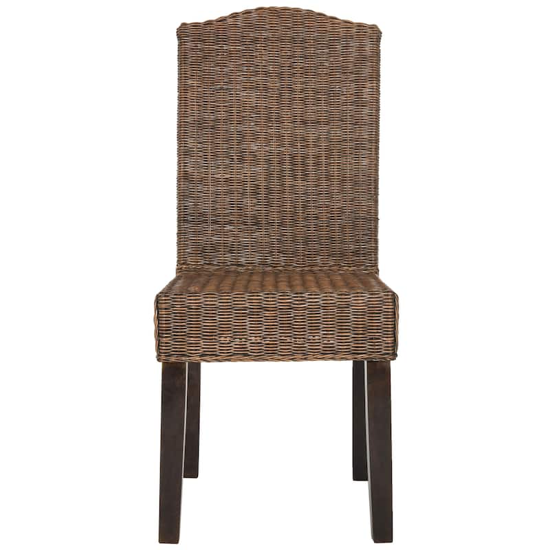 SAFAVIEH Margreet Grey Wicker Dining Chair (Set of 2) - 17.3" x 22" x 38.5" - 17"Wx22"Dx39"H