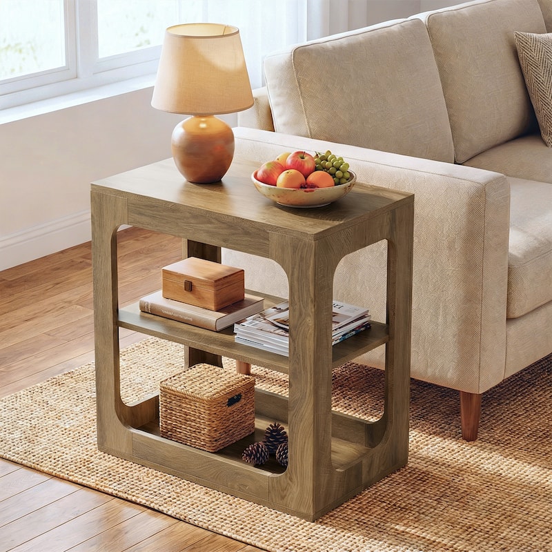 3-Tier End Table with Storage Shelves