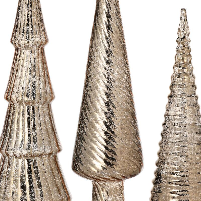 12/15/18" Mercury Glass Tree Trio Set of 3