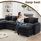 preview thumbnail 81 of 109, Modular Cloud Chenille Sectional Sofa with Ottomans, Deep Seat Convertible L-Shaped or U-Shaped Couch