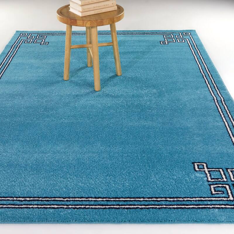 Lemaire Geometric Border Area Rug - 7'10" x 10' - Blue