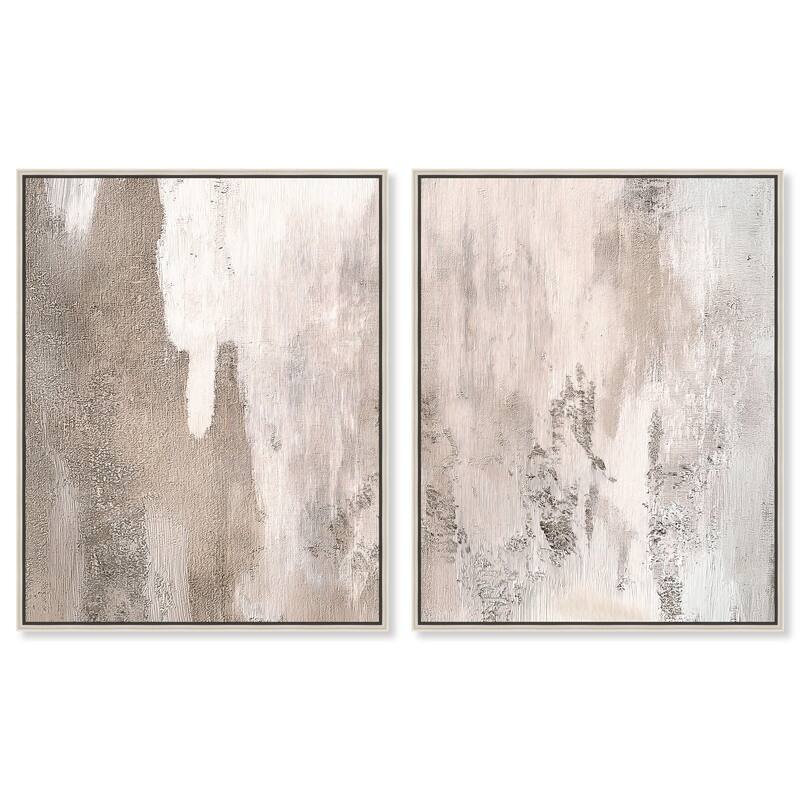 Striated Texture II Canvas Set of 2 by Art Remedy - 20" x 24" - Silver