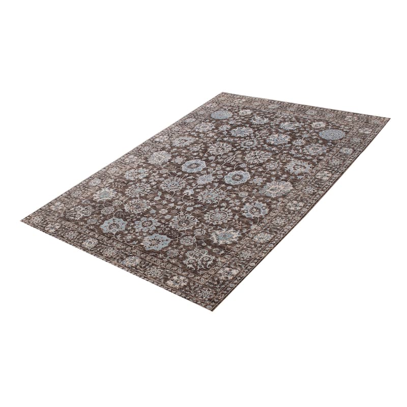 ECARPETGALLERY Hand-knotted Heritage Dark Grey Silk, Wool Rug - 6' x 9' 4"
