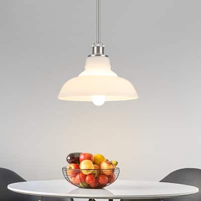1-Light Farmhouse Metal Hanging Pendant Light Kitchen Island with Glass Cover for Dining Room