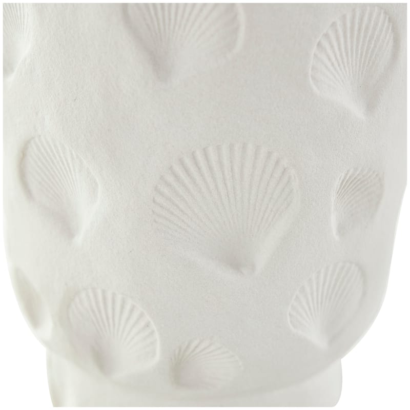 White Ceramic Shell Vase with Circular Cutouts