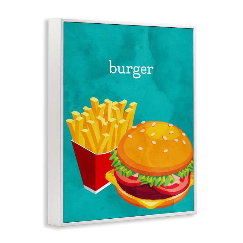 Stupell Satisfying Burger & Fries Framed Giclee Art Design By Kim Allen