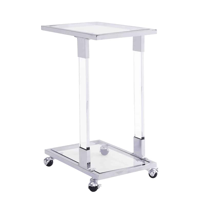 Chrome Glass Table,Acrylic End Table,Glass Top Square Table with Metal ...