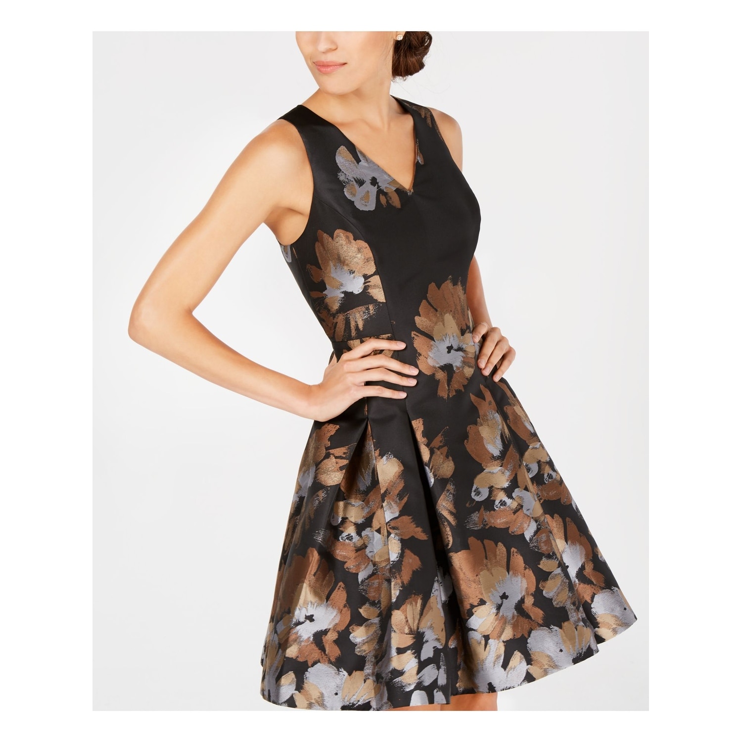 Tommy Hilfiger Womens Sleeveless Floral Print Party Dress